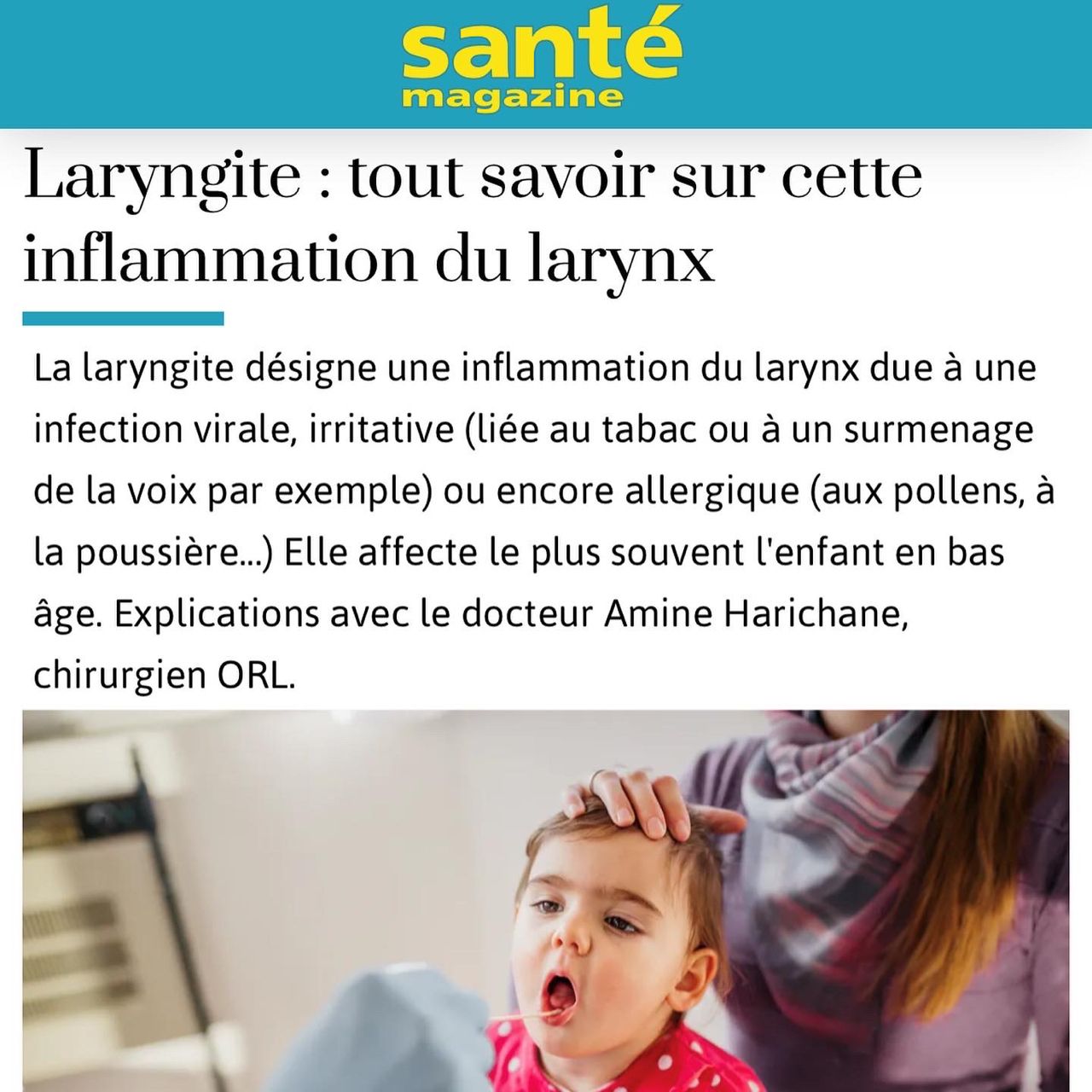 article santé magazine laryngite