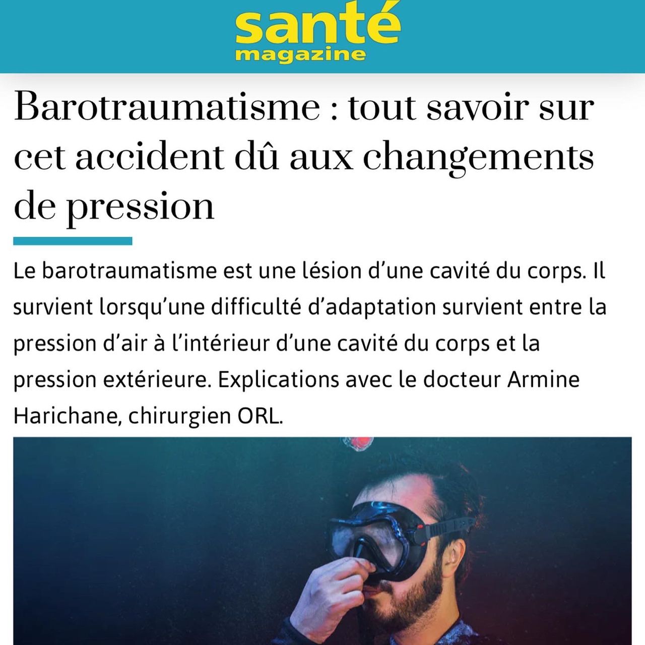 article santé magazine barotraumatisme