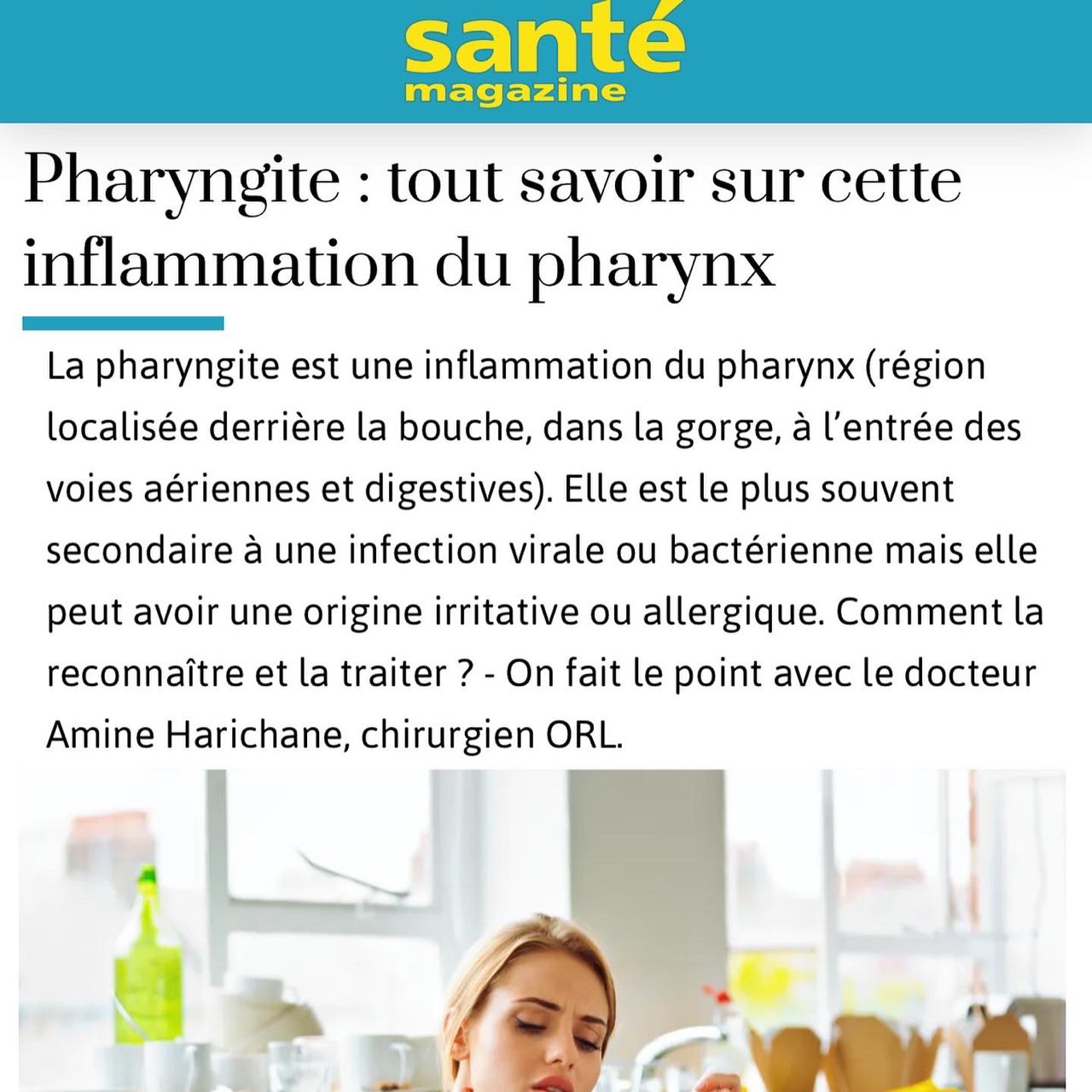 article santé magazine pharyngite